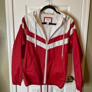 Forever 21 Red & White Windbreaker Jacket